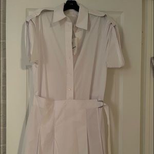 Helmut Lang White shirt dress /pleated
